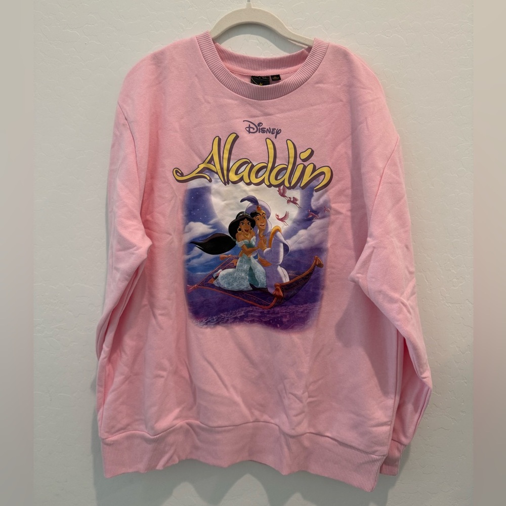 Disney Aladdin and Jasmin Pink Crewneck Sweatshirt NWOT